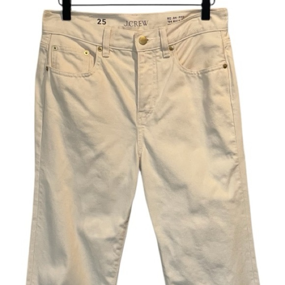 J. Crew Mid-Rise Relaxed Kick-Out Jeans, Ecru Wash, Raw Hem, Size 25 - Picture 14 of 16